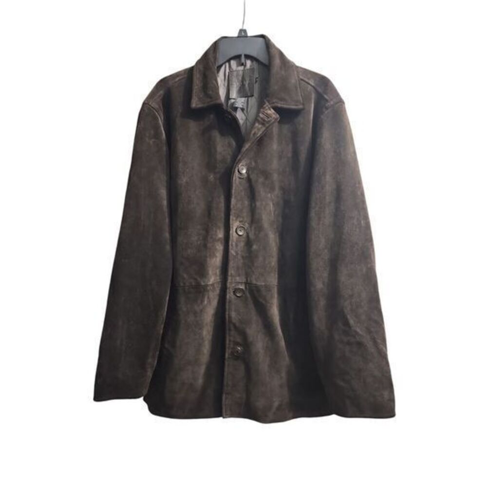 J.  Crew Suede Leather Jacket Men's Brown Button-Front Coat Casual Outerwear